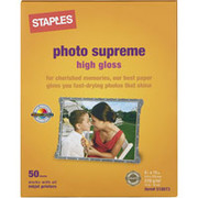 Staples Photo Supreme Paper, 8 1/2" x 11", High Gloss, 50/Pack