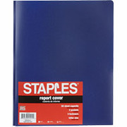 Staples Poly Two-Pocket Portfolio w/Prong Fasteners, Blue