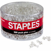Staples Push Pins, Clear, 500/Tub