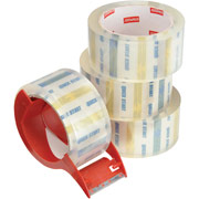 Staples Quick Start Packaging Tape, Clear, 4 Rolls, w/ Dispenser