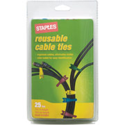 Staples Reusable Cable Ties, 25/Pack