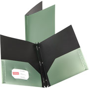Staples Textured Poly 2-Pocket Folders with Fasteners, Green