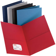 Staples Twin-Pocket Portfolios, Leather-like Texture, Assorted Colors