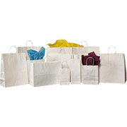 Staples White Shopping Bags, 13" x 6" x 15 3/4"
