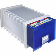 Storex Stackable Poly File Drawer, Blue