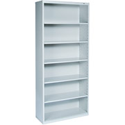Tennsco Metal Bookcases, 6-Shelf, 78", Light Gray