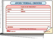 Tops "Avoid Verbal Orders" Carbonless Manifold Book