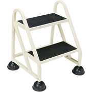 Two-Step Stop-Step Aluminum Ladder, 21 x 19 3/4 x 22 3/4, Beige