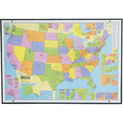 US Business/Marketing Full-Color Maps, 25" x 38", Mounted Style