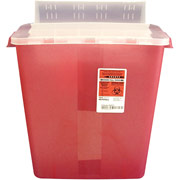 Unimed Kendall Sharps Container with Clear Horizontal Lid, 3 Gallon, Red