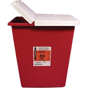 Unimed Kendall Sharps Container with Hinged Lid, 8 Gallon, Red