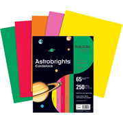 Wausau Astrobrights Colored Card Stock, 8 1/2" x 11", Assorted Colors, 250/Pack