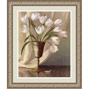 "White Tulips in Pewter" Framed Print