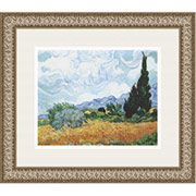 "Yellow Wheat and Cypresses", Framed Print