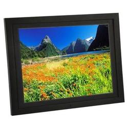 CE Compass 15 inch Digital Picture Photo Frame with MP3 Playback (Black Wood Frame)
