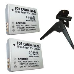 HQRP 2 Pack NB-5L Equiv. Digital Camera Battery for Canon PowerShot SD700 SD790 SD850 SD950 IS + Tripod