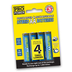 Accessory Power 4 AA Ni-MH Extended Life Rechargeable Batteries w/ Latest Hybrid Technology- Ready to use right out