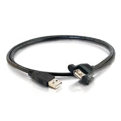 CABLES TO GO Cables To Go USB 2.0 Panel Mount Cable - 1 x Type A USB - 1 x Type A USB - 1.5ft - Black