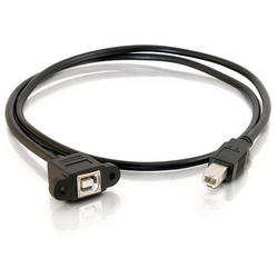 CABLES TO GO Cables To Go USB 2.0 Panel Mount Cable - 1 x Type B USB - 1 x Type B USB - 1.5ft - Black