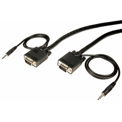 CABLES UNLIMITED Cables Unlimited 6ft SVGA Video Cable Male to Male With Audio - 1 x HD-15, 1 x Mini-phone Stereo - 1 x HD-15, 1 x Mini-phone Stereo - 6ft - Black