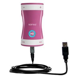 Gomadic Classic Straight USB Cable for the Sandisk Sansa Shaker with Power Hot Sync and Charge capabilities