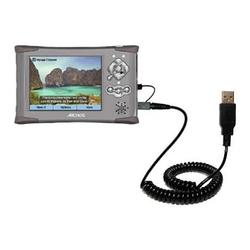 Gomadic Coiled USB Cable for the Archos AV400 with Power Hot Sync and Charge capabilities - Brand w/