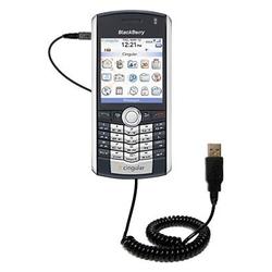 Gomadic Coiled USB Cable for the Blackberry pearl with Power Hot Sync and Charge capabilities - Bran