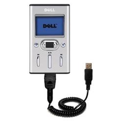 Gomadic Coiled USB Cable for the Dell Pocket DJ 30GB with Power Hot Sync and Charge capabilities - B