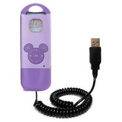 Gomadic Coiled USB Cable for the Disney Mix Stick with Power Hot Sync and Charge capabilities - Bran