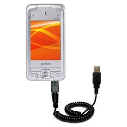 Gomadic Coiled USB Cable for the Eten Goldfiish M700 with Power Hot Sync and Charge capabilities - B