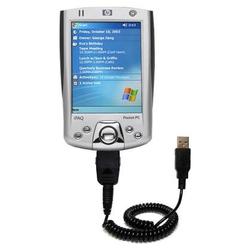 Gomadic Coiled USB Cable for the HP iPAQ h2215 with Power Hot Sync and Charge capabilities - Brand w