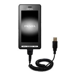 Gomadic Coiled USB Cable for the LG KE850 Prada with Power Hot Sync and Charge capabilities - Brand