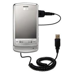 Gomadic Coiled USB Cable for the LG KG970 Shine with Power Hot Sync and Charge capabilities - Brand