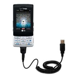 Gomadic Coiled USB Cable for the LG VX9400 with Power Hot Sync and Charge capabilities - Brand w/ Ti