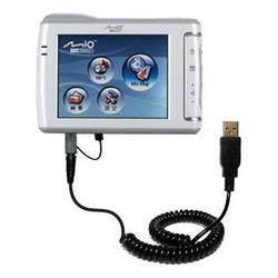 Gomadic Coiled USB Cable for the Mio Technology C310 with Power Hot Sync and Charge capabilities - B