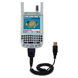 Gomadic Coiled USB Cable for the PalmOne Treo 270 with Power Hot Sync and Charge capabilities - Bran