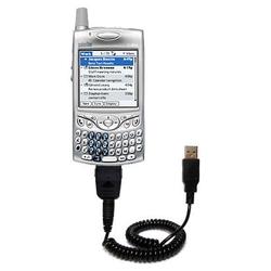 Gomadic Coiled USB Cable for the PalmOne Treo 650 with Power Hot Sync and Charge capabilities - Bran