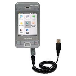 Gomadic Coiled USB Cable for the Pharos PTL600 with Power Hot Sync and Charge capabilities - Brand w