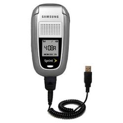 Gomadic Coiled USB Cable for the Samsung SCH-A820 with Power Hot Sync and Charge capabilities - Bran
