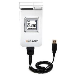 Gomadic Coiled USB Cable for the Samsung SGH-D307 with Power Hot Sync and Charge capabilities - Bran