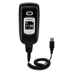 Gomadic Coiled USB Cable for the Samsung SGH-T309 with Power Hot Sync and Charge capabilities - Bran
