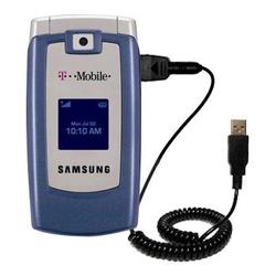 Gomadic Coiled USB Cable for the Samsung SGH-T409 with Power Hot Sync and Charge capabilities - Bran