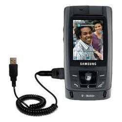 Gomadic Coiled USB Cable for the Samsung SGH-T809 with Power Hot Sync and Charge capabilities - Bran
