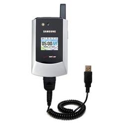 Gomadic Coiled USB Cable for the Samsung SGH-X426 with Power Hot Sync and Charge capabilities - Bran