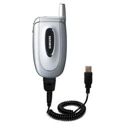 Gomadic Coiled USB Cable for the Samsung SGH-X450 with Power Hot Sync and Charge capabilities - Bran