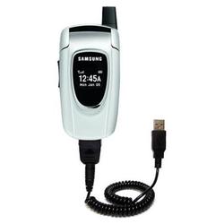 Gomadic Coiled USB Cable for the Samsung SGH-X496 with Power Hot Sync and Charge capabilities - Bran