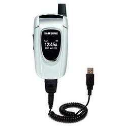 Gomadic Coiled USB Cable for the Samsung SGH-X496 with Power Hot Sync and Charge capabilities - Bran
