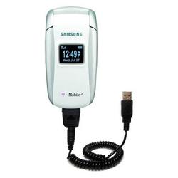 Gomadic Coiled USB Cable for the Samsung SGH-X497 with Power Hot Sync and Charge capabilities - Bran