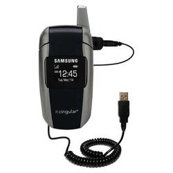 Gomadic Coiled USB Cable for the Samsung SGH-X506 with Power Hot Sync and Charge capabilities - Bran