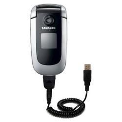 Gomadic Coiled USB Cable for the Samsung SGH-X660 with Power Hot Sync and Charge capabilities - Bran